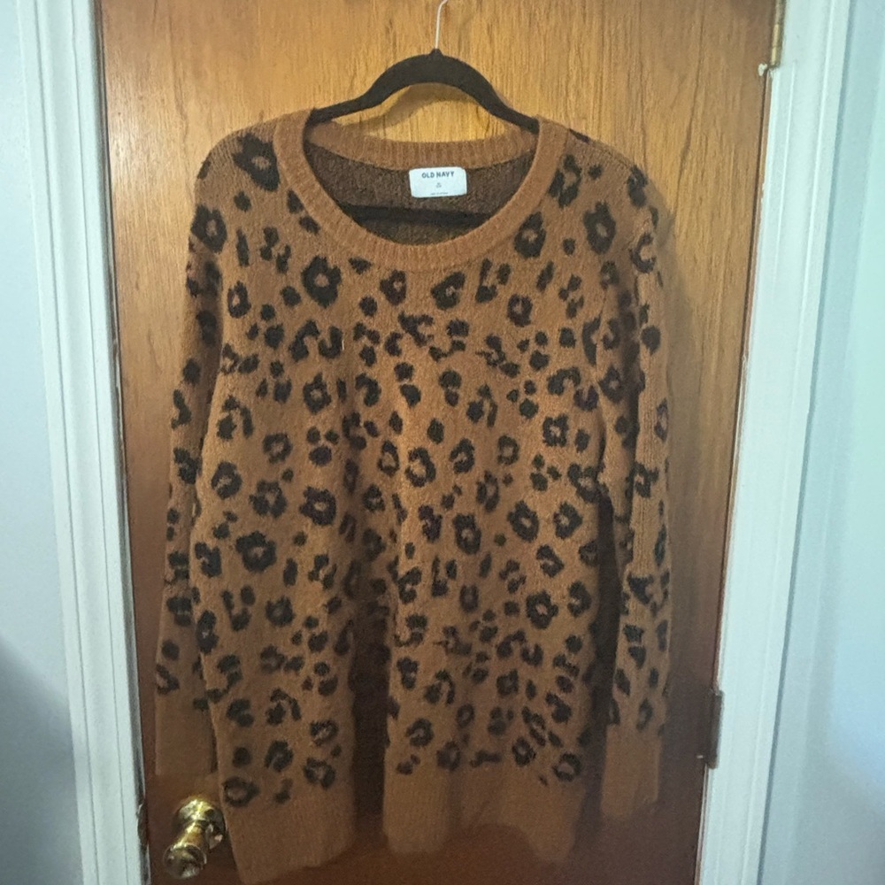 Old Navy Leopard Print Sweater - Brown and Black